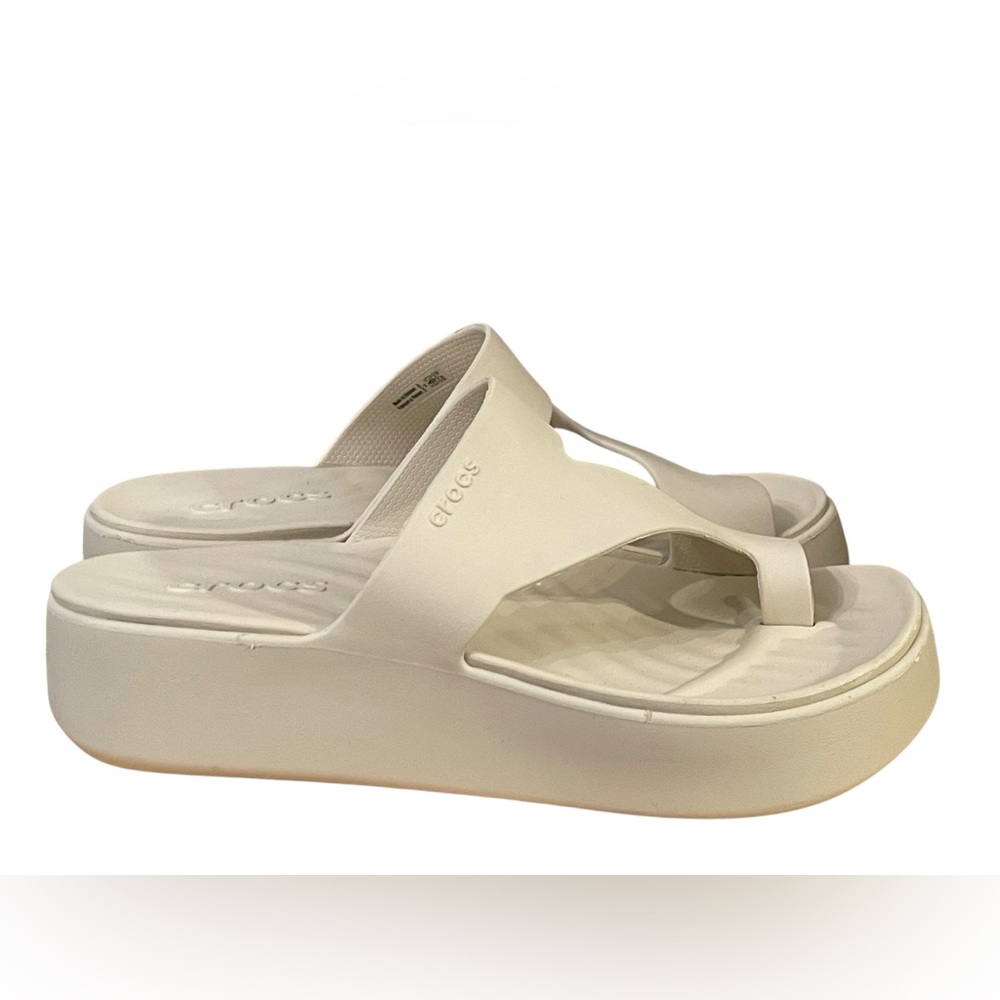 CROCS Women's Platform Toe-Post Sandals in Off-White/Cream